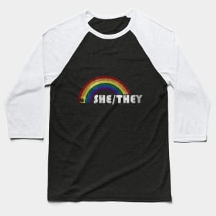 Grunge LGBT+ Pride - She/They Pronouns Baseball T-Shirt